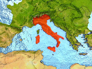 Image showing Italy in red