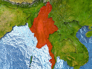 Image showing Myanmar in red