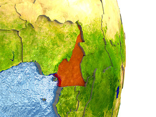 Image showing Cameroon in red on Earth