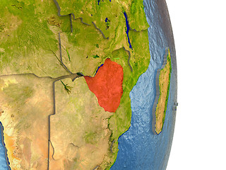 Image showing Zimbabwe in red on Earth