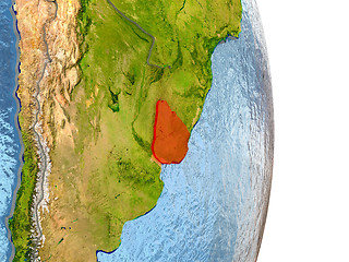 Image showing Uruguay in red on Earth