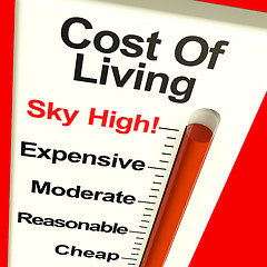 Image showing Cost Of Living Expenses Sky High Monitor Showing Increasing Cost