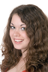 Image showing Portrait of  the young smiling woman. Isolated.