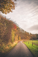 Image showing Countryside road passing through a rural environment