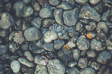 Image showing Rocks in a pile in the winter with ice