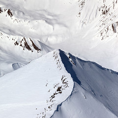 Image showing Top view on off-piste slope