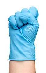 Image showing Hand in latex glove clenched into a fist