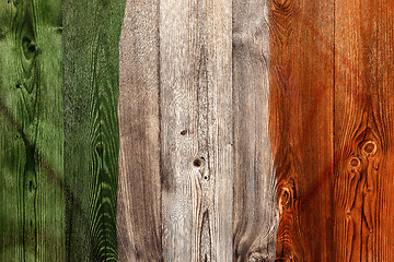 Image showing National flag of Ireland, wooden background