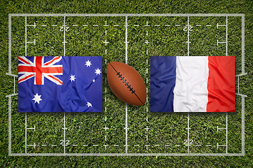 Image showing Australia vs. France\r flags on rugby field