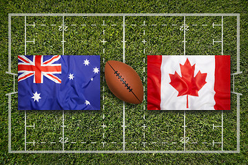 Image showing Australia vs. Canada\r flags on rugby field