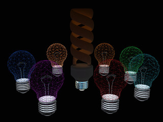 Image showing energy-saving lamps. 3D illustration