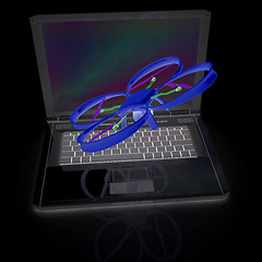 Image showing Drone and laptop. 3D render