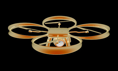 Image showing Drone, quadrocopter, with photo camera flying. 3d render