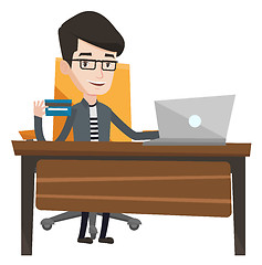 Image showing Man shopping online vector illustration.