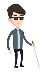 Image showing Blind man with stick vector illustration.