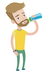 Image showing Sportive man drinking water vector illustration.