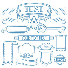 Image showing Set of vintage ribbons, frames and elements.