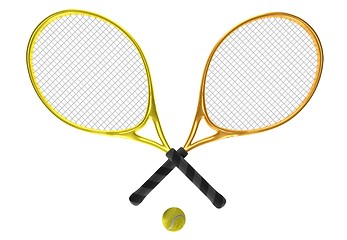 Image showing orange and yellow tennis rackets