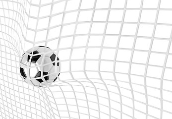 Image showing Soccer ball in net