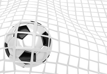 Image showing Soccer ball in net