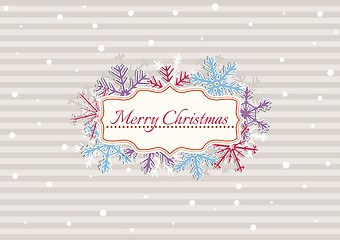 Image showing christmas illustration with stripes and snowflakes