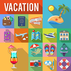 Image showing Vacation and Tourism Flat Icons Set