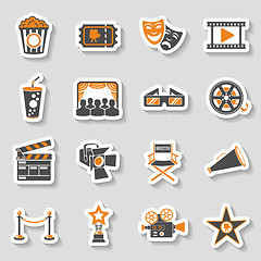 Image showing Cinema and Movie sticker Icons Set