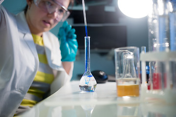 Image showing Lab technician in protective glasses