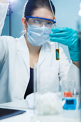 Image showing Young woman carries out tests