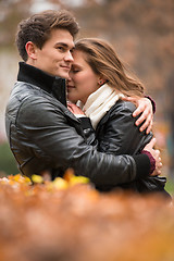 Image showing Autumn portrait of attractive happy couple