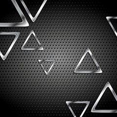 Image showing Abstract metal perforated background with metallic triangles