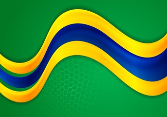 Image showing Brazil colors abstract smooth wavy background