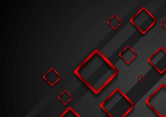 Image showing Bright red metal squares on black background