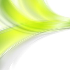 Image showing Bright green soft abstract waves on white