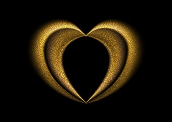 Image showing Smooth blurred golden heart background