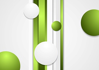Image showing Abstract green stripes and circles background