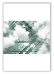 Image showing Abstract geometric flyer template layout with sky and clouds