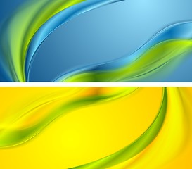 Image showing Bright smooth waves banners design