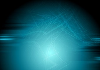 Image showing Dark blue grunge wavy background