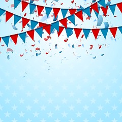 Image showing Party flags abstract USA background with confetti