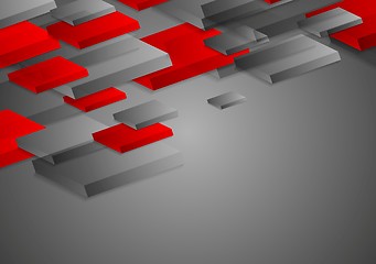 Image showing Abstract red grey corporate tech 3d shapes background