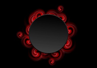 Image showing Abstract red swirl shapes and black circle