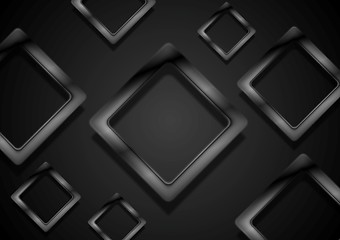 Image showing Abstract black glossy squares background