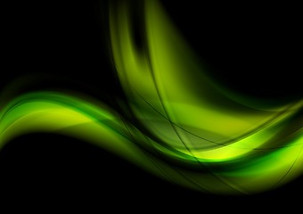 Image showing Bright green glowing waves on black background