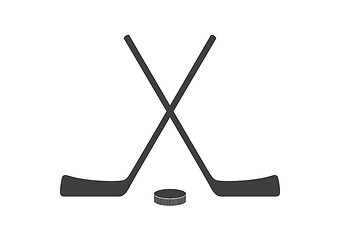Image showing Hockey sticks and puck grey minimal logo design