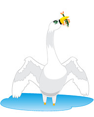 Image showing Swan goes fishing