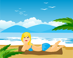 Image showing Girl on beach