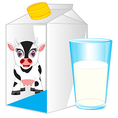 Image showing Box and glass with milk