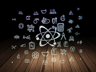 Image showing Science concept: Molecule in grunge dark room