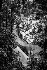 Image showing Waterfall and snow